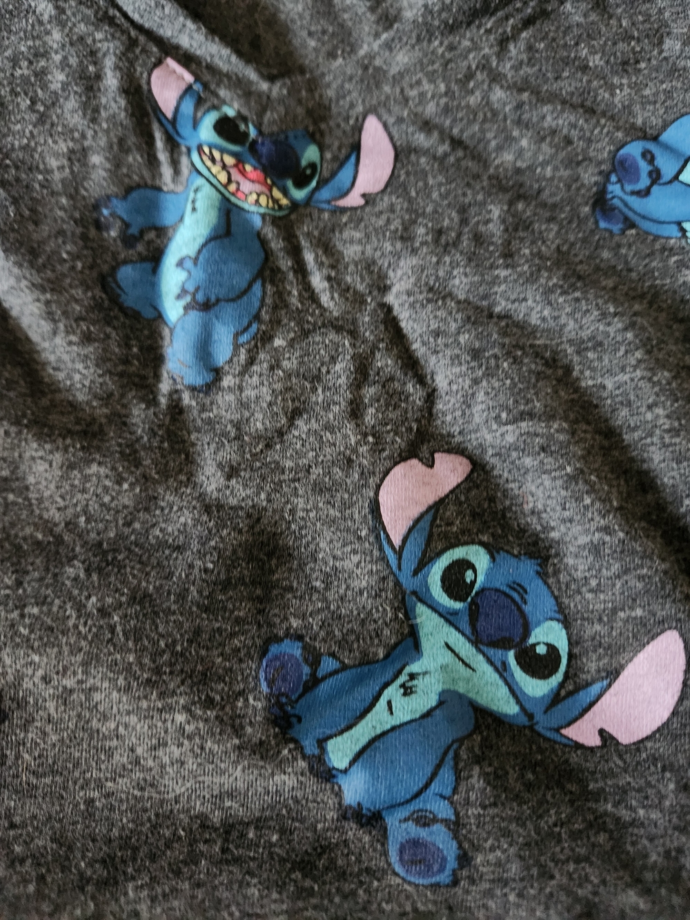 Disney Gray Short Sleeve Tee with Blue Stitch Print